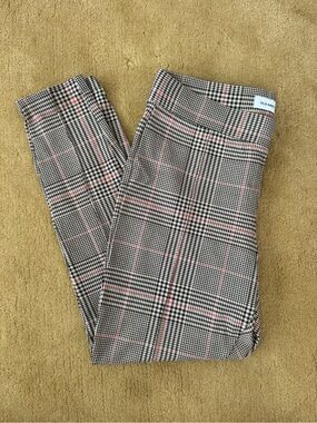 Old Navy Checked Stretch Pants - Black, White & Pink Windowpane